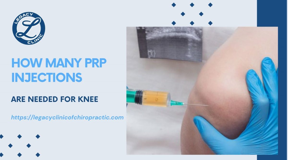 Doctor inserting plasma rich injection into knee.